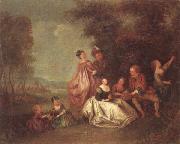 unknow artist An elegant company dancing and resting in a woodland clearing France oil painting artist